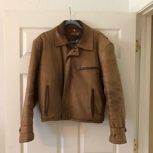 Vintage Calvin Klein Brown Leather Motto Jacket